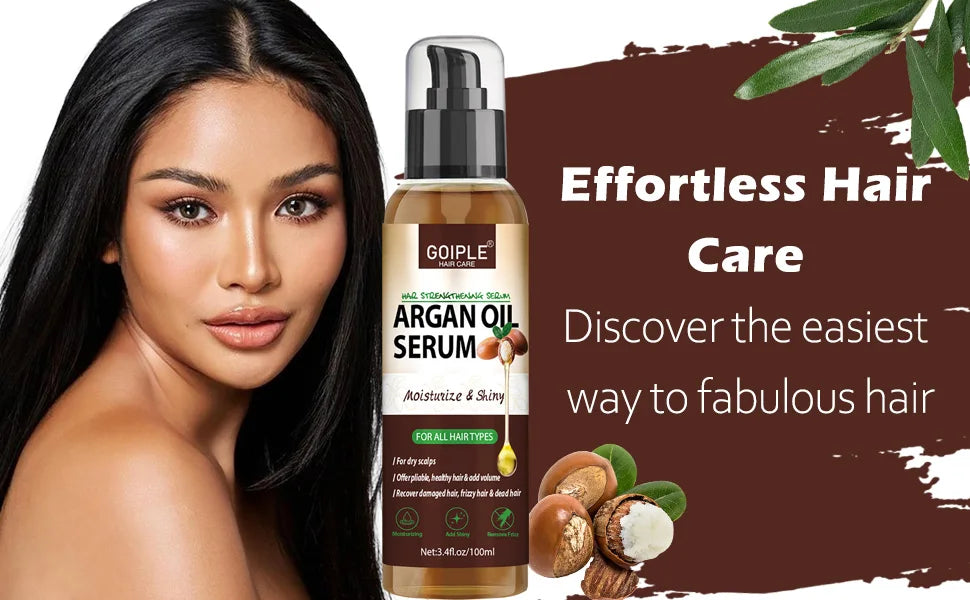Sérum Capilar de Óleo de Argan Marroquino — Hidratante, Anti-Frizz e Reparador para Cabelos Danificados