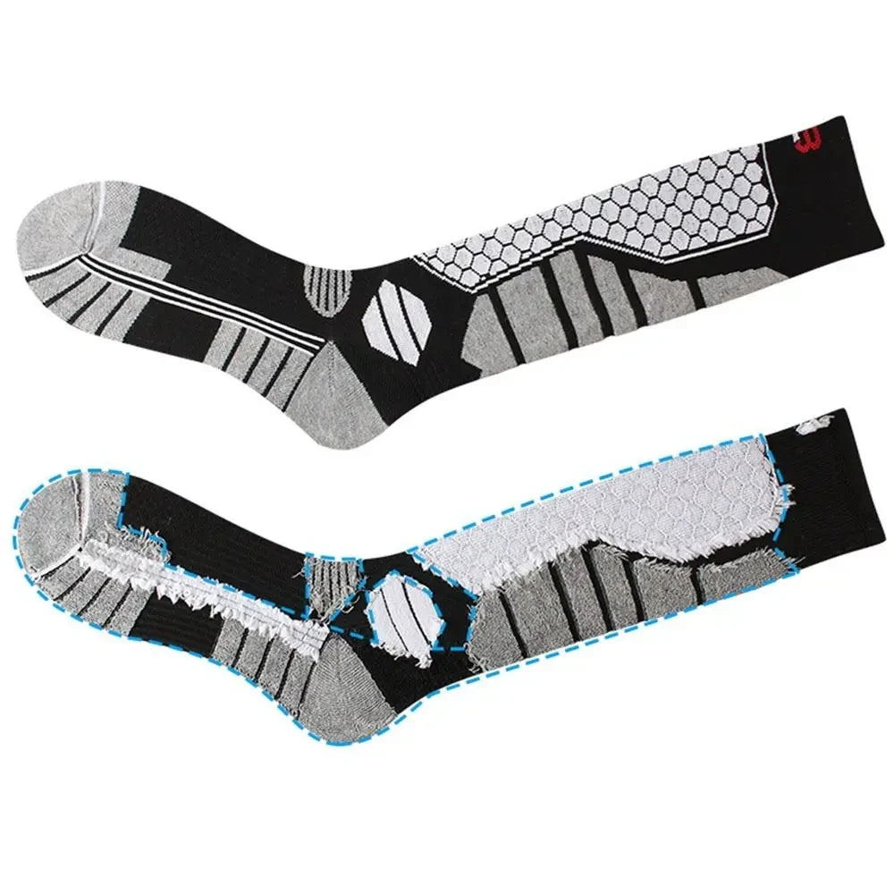Meia Ski Merino Wool Joelho Alto Quentinha — Térmica, Grossa e Perfeita para Snowboard e Trilhas de Inverno