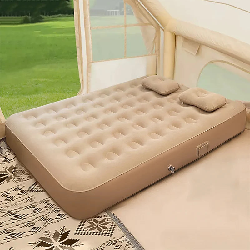 Colchão de ar interior glamping esteiras pvc inflável colchão de dormir luxo 2 pessoas acampamento cama esteira bomba embutida engrossar esteira