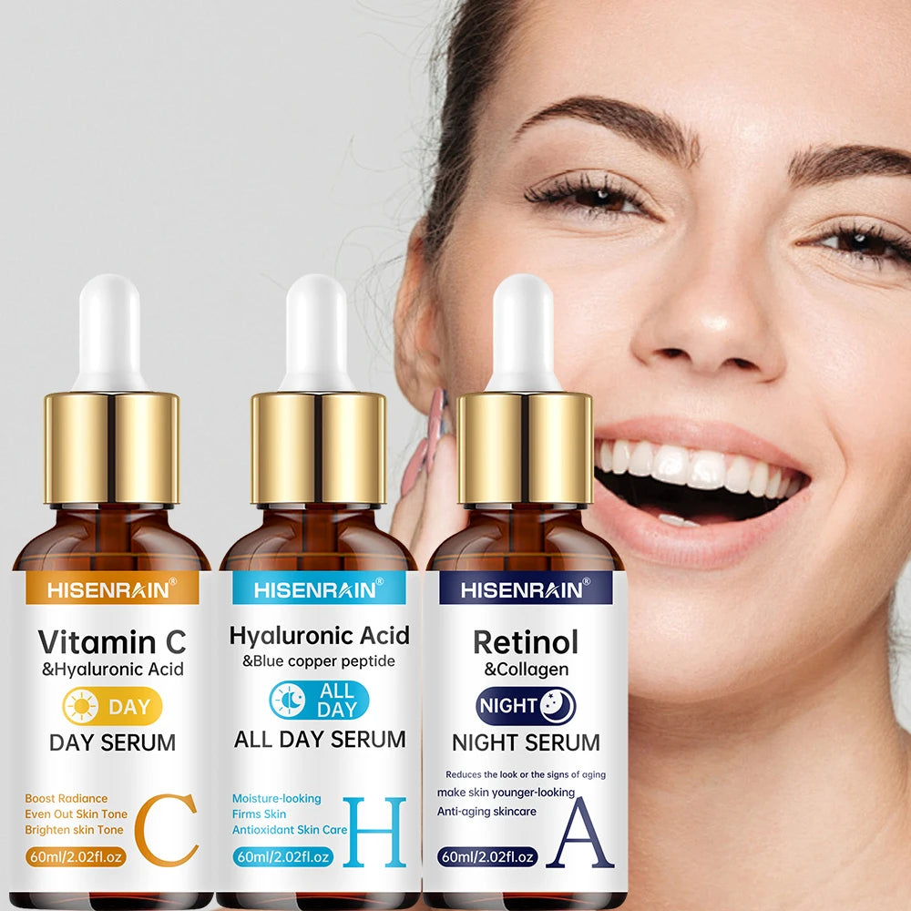 Duo Sérum Vitamina C + Retinol + Ácido Hialurônico — Antienvelhecimento e Hidratação Profunda