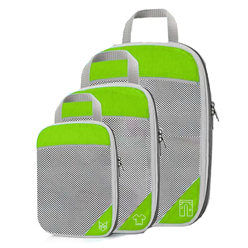 Cubos Organizadores de Viagem — Kit 3 ou 6 Peças Comprimíveis, Leves e Resistentes para Mala