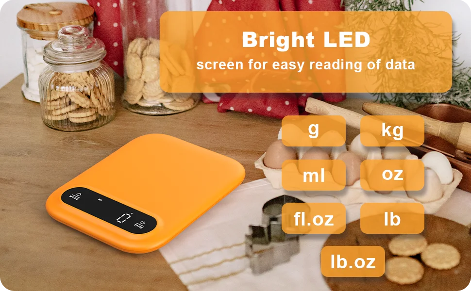 Balança Digital de Cozinha Profissional — Precisao 1g, Display LED, Funcao Tara, 7 Unidades