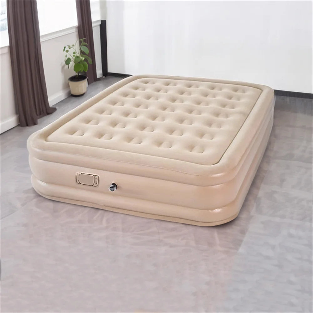 Colchão de ar interior glamping esteiras pvc inflável colchão de dormir luxo 2 pessoas acampamento cama esteira bomba embutida engrossar esteira