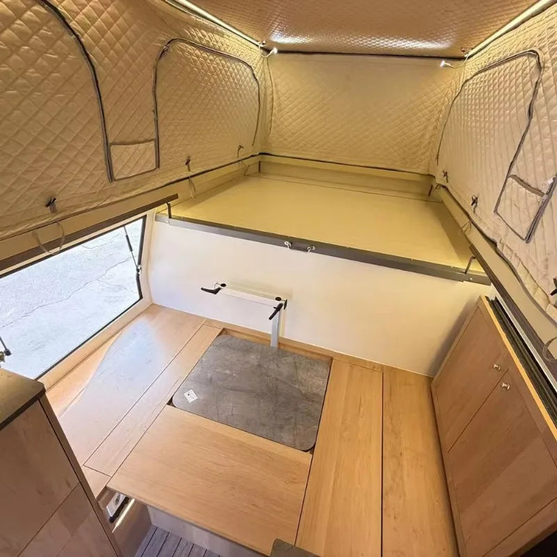 Cabine de Camping para Caminhão, Cabine de Camping Pop-up Totalmente Equipada com Chuveiro, Cozinha, Cama e Armazenamento, Adequada para Passeios e Viagens