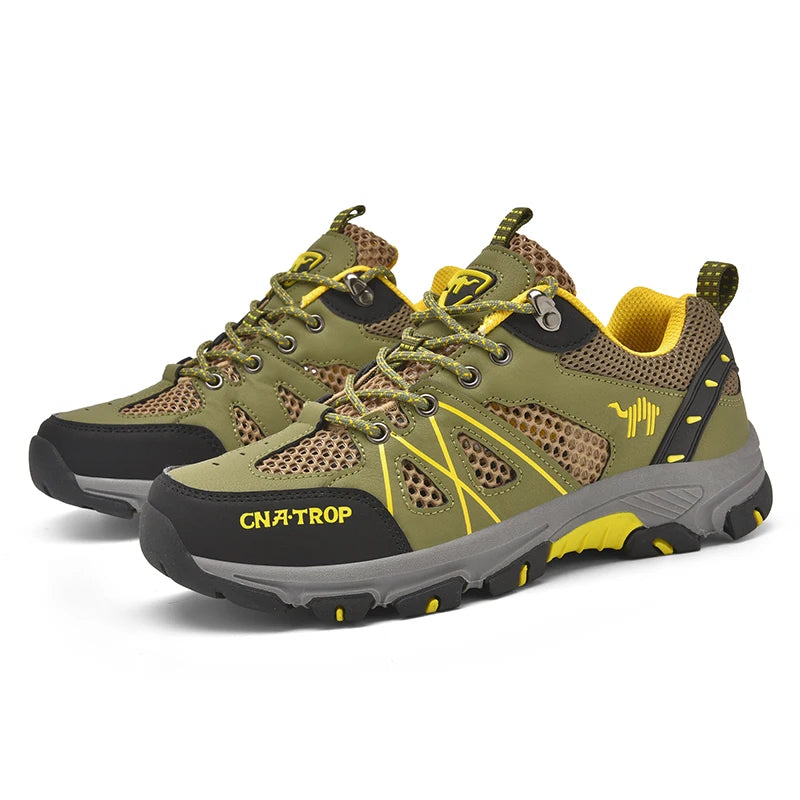 Sapatos de caminhada masculinos malha respirável esportes único sapatos verão ao ar livre resistente ao desgaste caminhadas e caça sapatos esportivos táticos