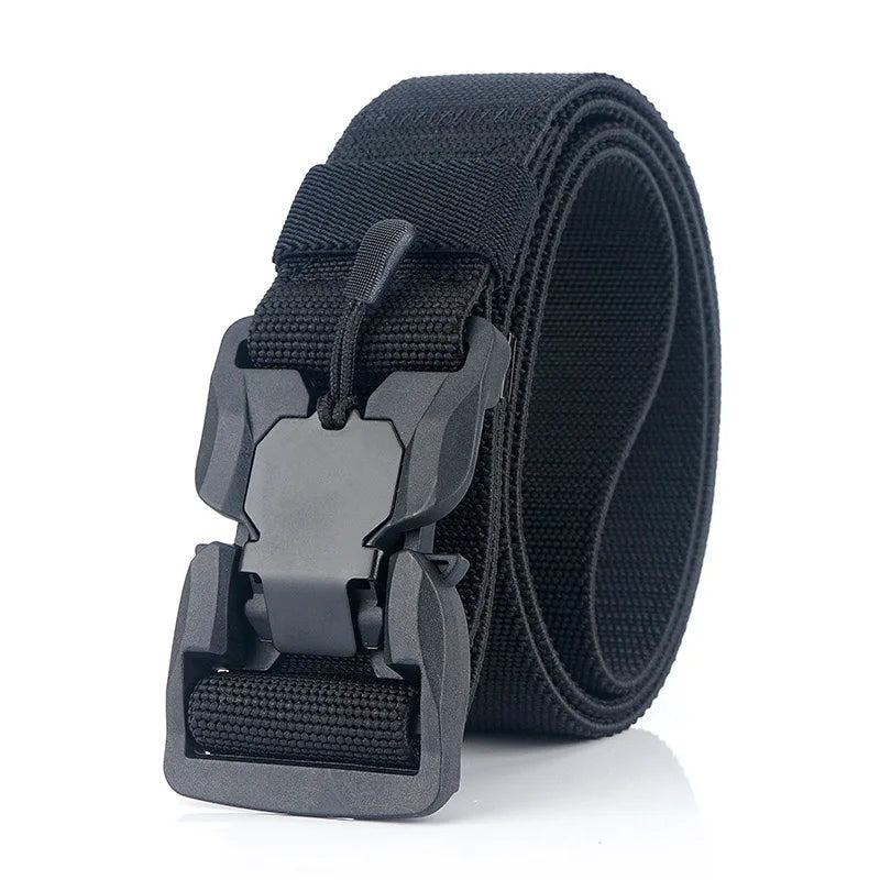 Cinto tático militar masculino, fivela magnética de liberação rápida, exército, caça ao ar livre, multifuncional, lona, cinto de cintura de nylon