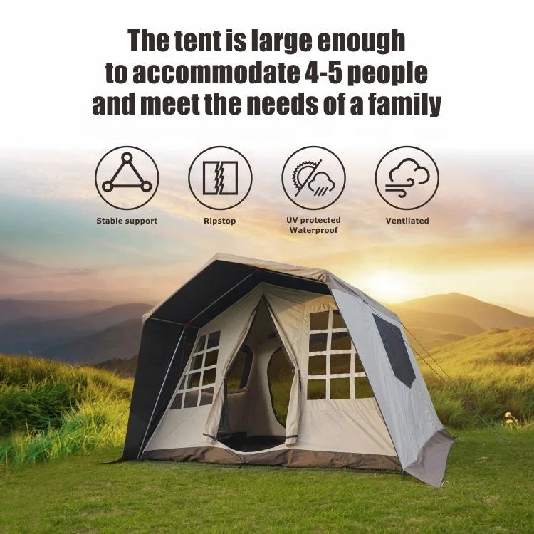 Exclusiva Tenda de Glamping Impermeável e Emocionante, Tenda de Lona para Acampamento ao Ar Livre e Aventura