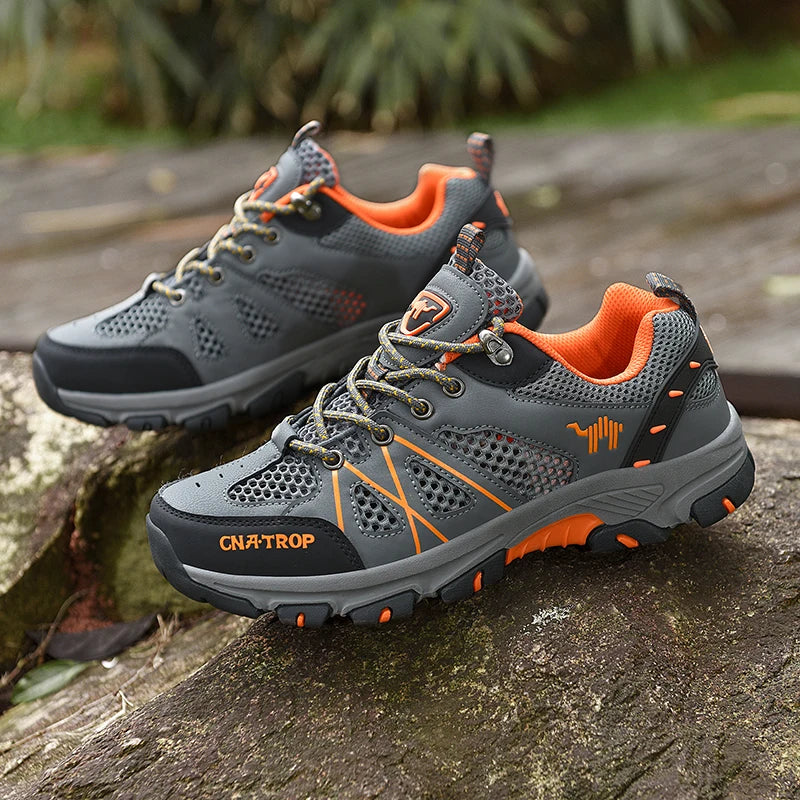 Sapatos de caminhada masculinos malha respirável esportes único sapatos verão ao ar livre resistente ao desgaste caminhadas e caça sapatos esportivos táticos