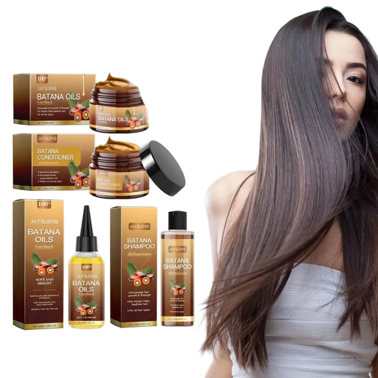 Kit Capilar Batana Oil — Shampoo, Condicionador e Sérum Reparador para Cabelos Crespos e Danificados