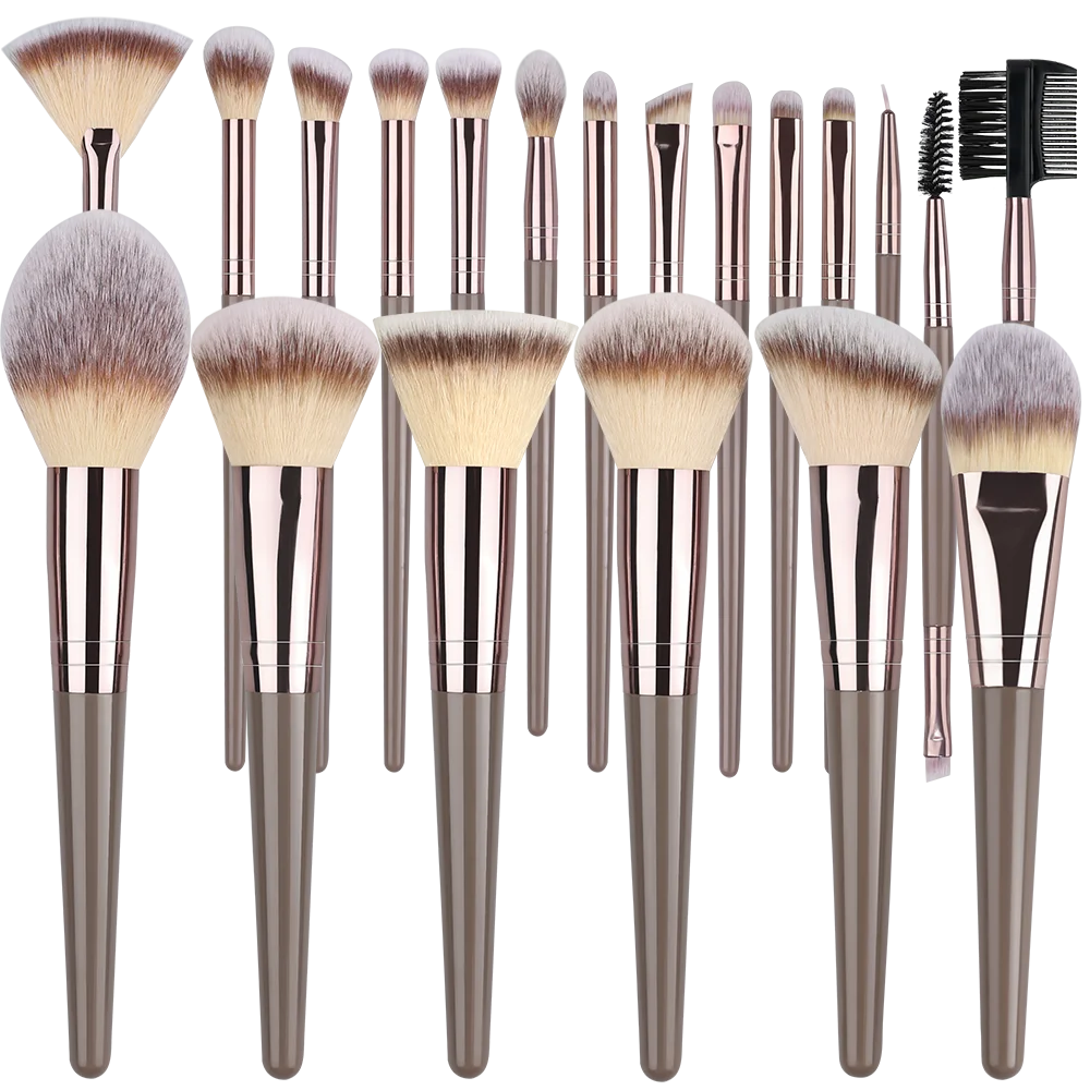 Conjunto de Pincéis de Maquiagem 10 a 20 Peças — Base, Pó, Sombra, Blush e Kabuki para Esfumar