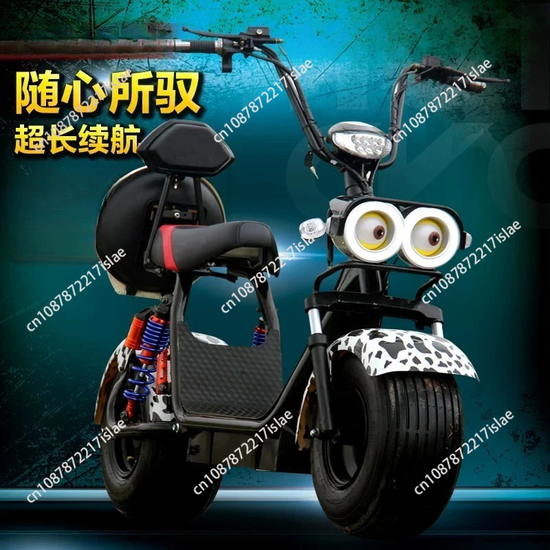 Novo Scooter Elétrico Off-Road para Adultos com Duas Rodas, Moto Elétrica com Pneus Largos e Bateria