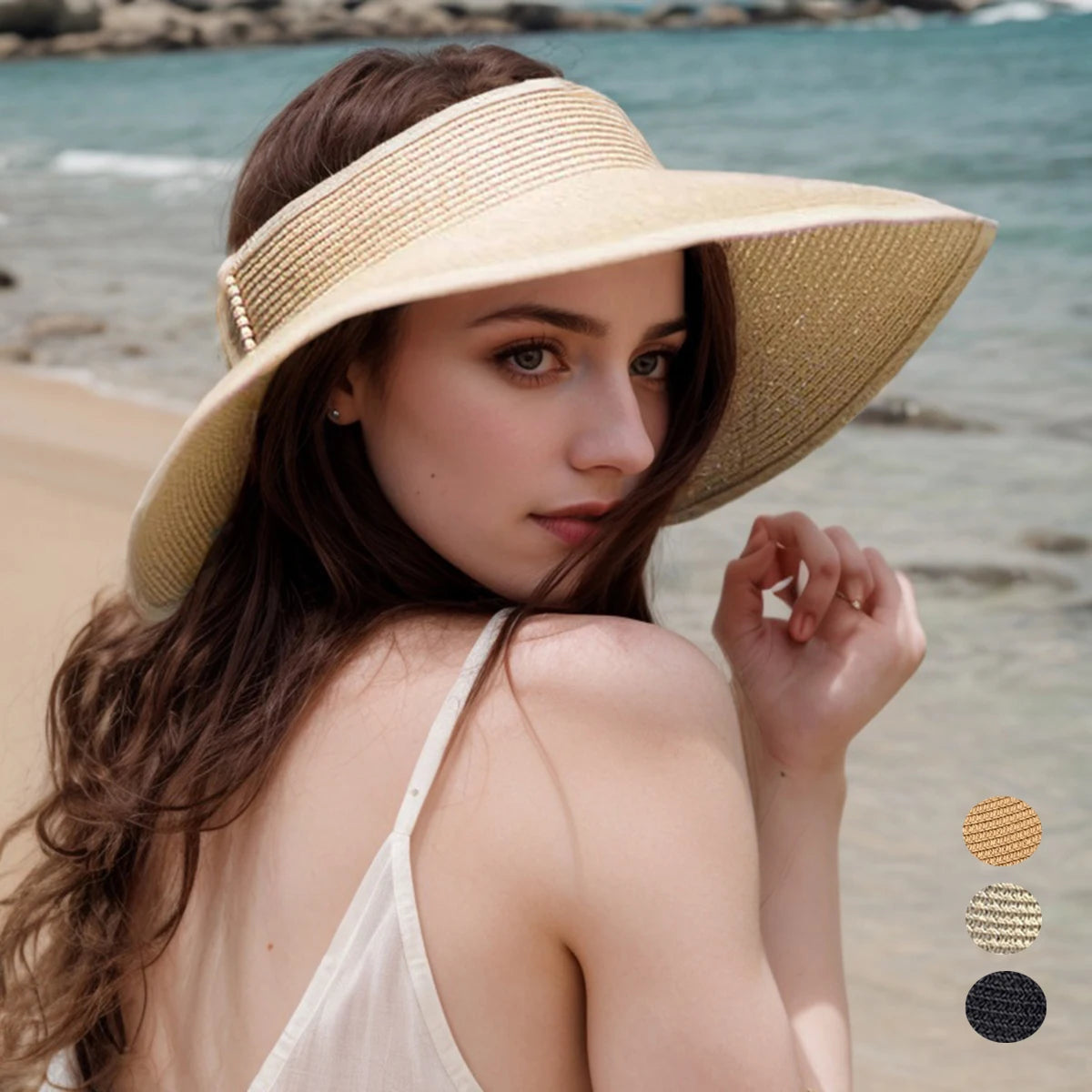 Chapéu de Sol Dobrável com Visor para Mulheres — Proteção UV UPF e Estilo para o Verão