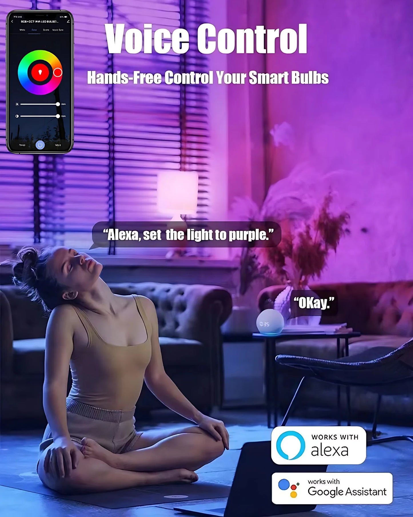 Lâmpada Inteligente Tuya Smart RGB E27 — 9W/15W, Wi-Fi, Bluetooth, Alexa e Google Home