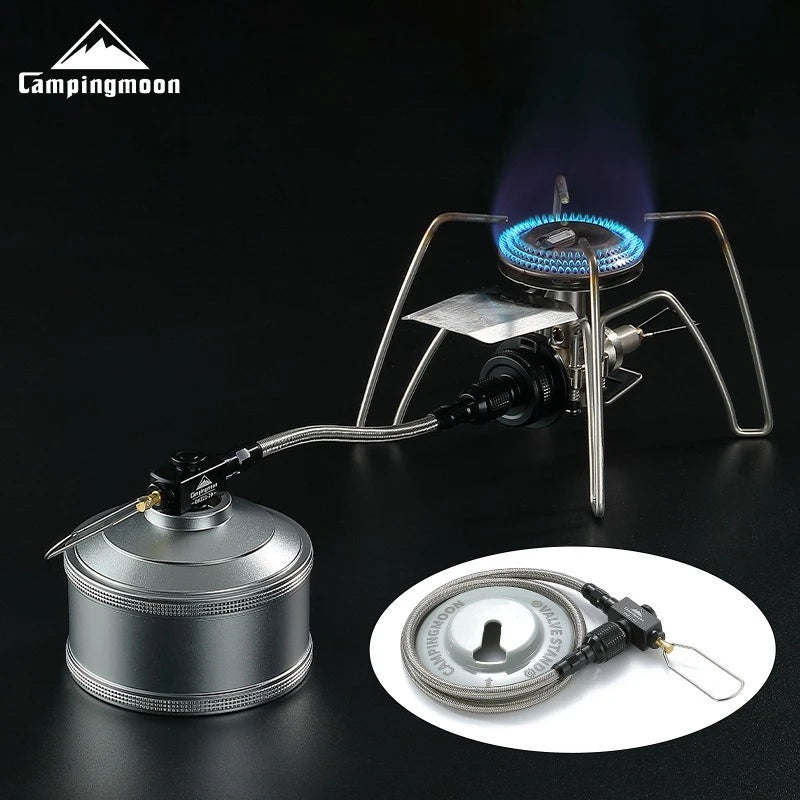 CAMPINGMOON Camping pode ser feito com cilindros de gás planos invertidos de alta altitude, fogões, tubos de extensão com válvulas e tubos de gás