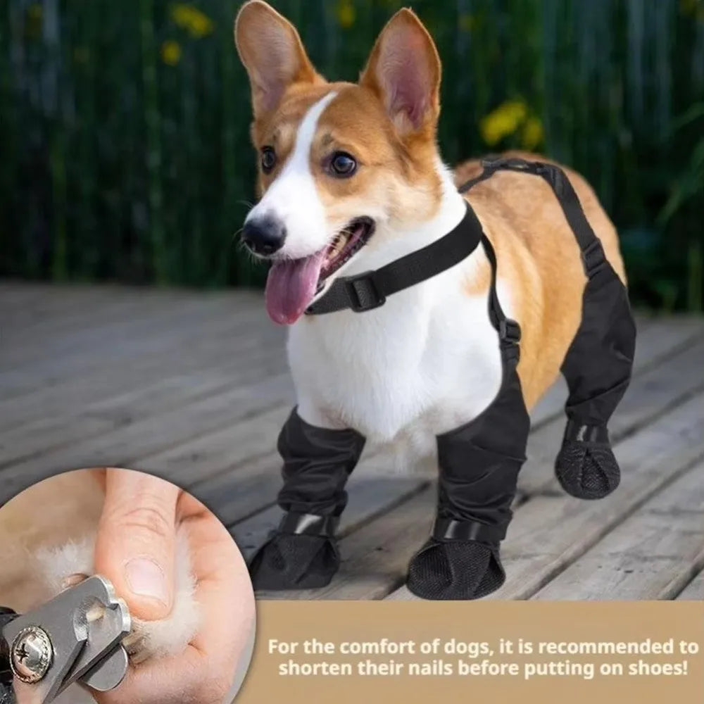 Botas de Chuva Impermeáveis para Cães, Protetor de Patas Ajustável e à Prova de Sujeira, Respirável, com Alça Auxiliar Antiderrapante para Dias Chuvosos