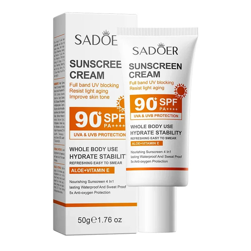 Protetor Solar Facial e Corporal SPF 90+ — Bloqueador UV de Alta Proteção e Reparação da Pele