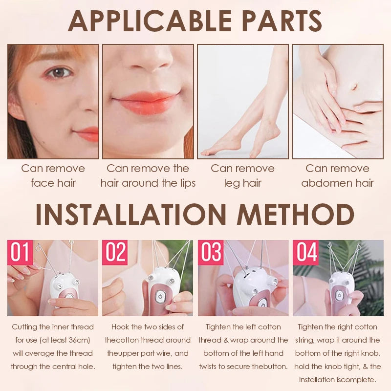 Epilador Elétrico de Fio Indolor Kemoko — Removedor de Pelos Facial e Corporal Recarregável