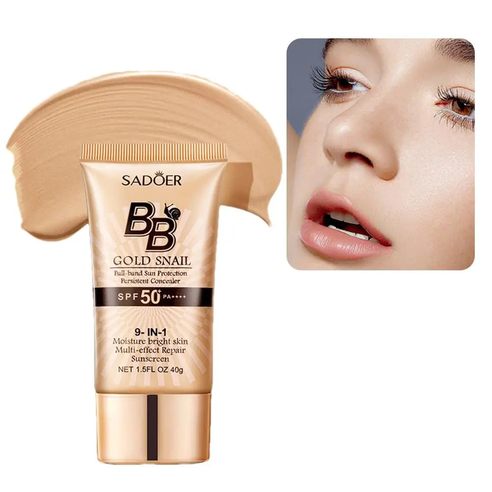 BB Cream Protetor Solar com Caracol Dourado — FPS 50+, Hidratante e Corretivo Facial 40g