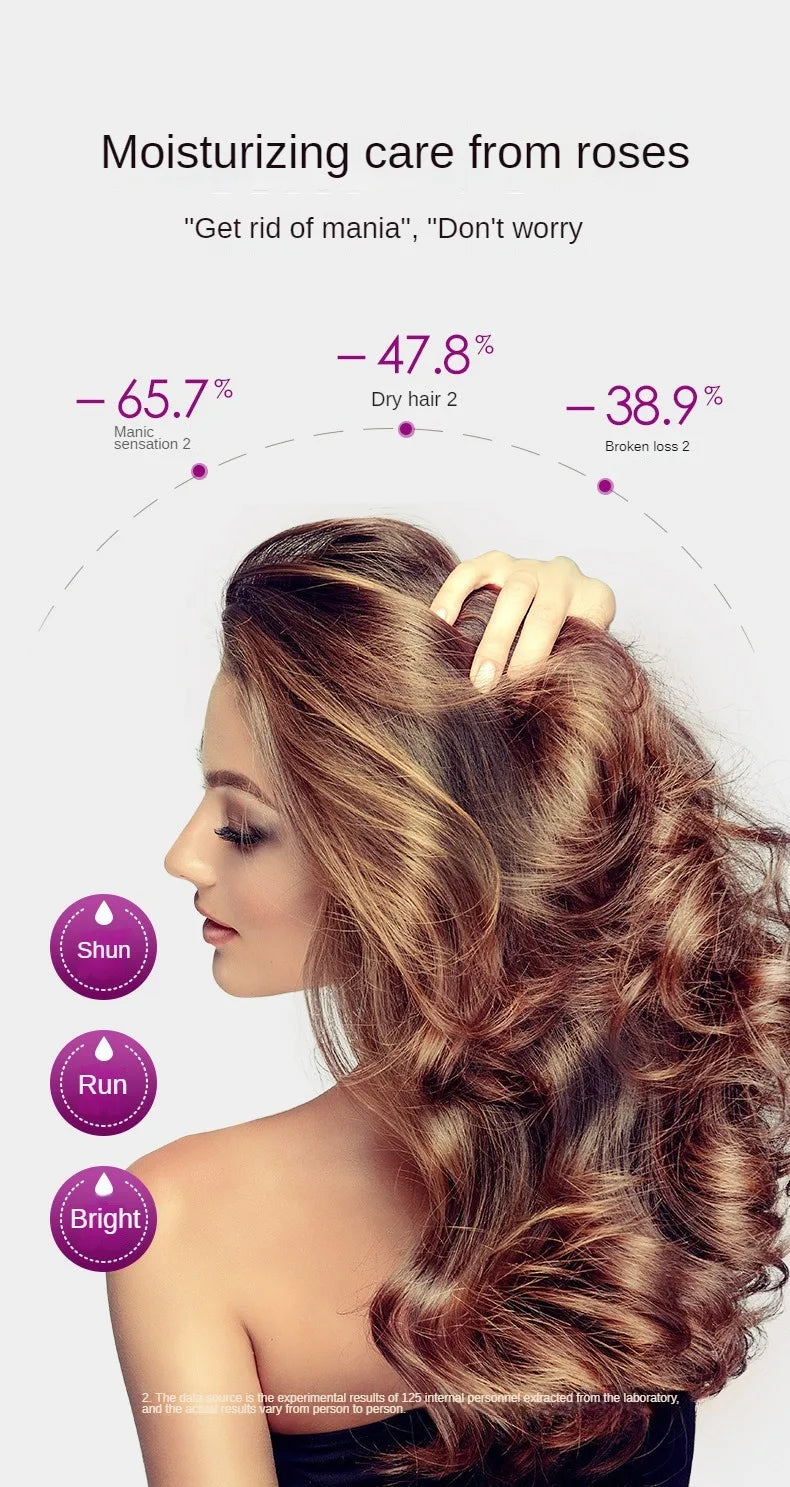 Sérum Capilar em Cápsulas de Rosa — Anti-Frizz, Condicionador para Cabelos Crespos e Ressecados