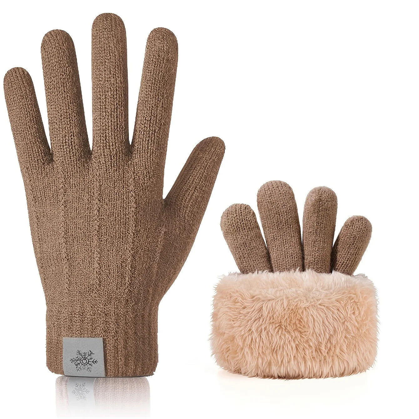 Luvas quentes de inverno para homens e mulheres, tela sensível ao toque, camada dupla, veludo, espesso, à prova de vento e frio, luvas de malha para ciclismo