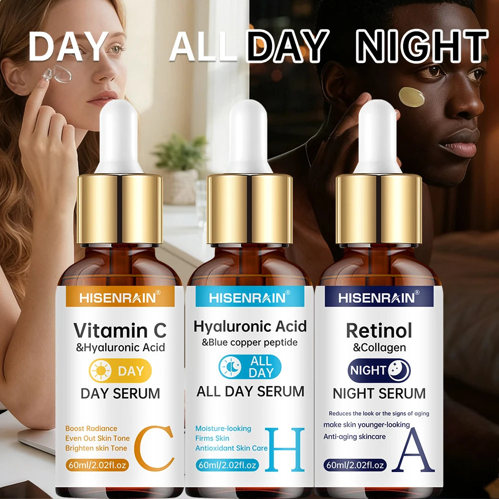 Duo Sérum Vitamina C + Retinol + Ácido Hialurônico — Antienvelhecimento e Hidratação Profunda
