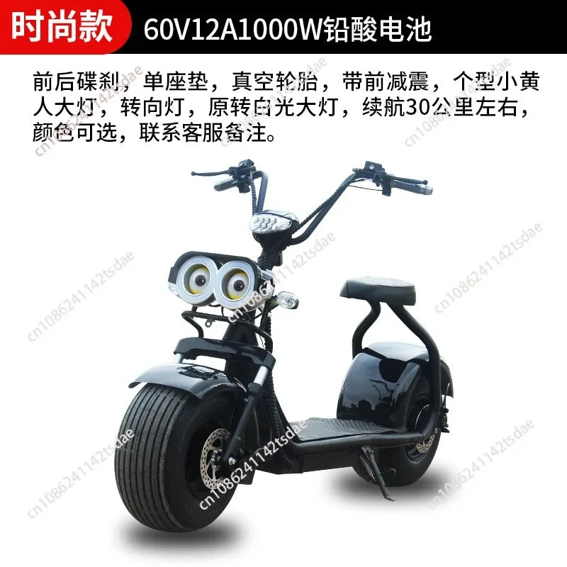 Novo Scooter Elétrico Off-Road para Adultos com Duas Rodas, Moto Elétrica com Pneus Largos e Bateria