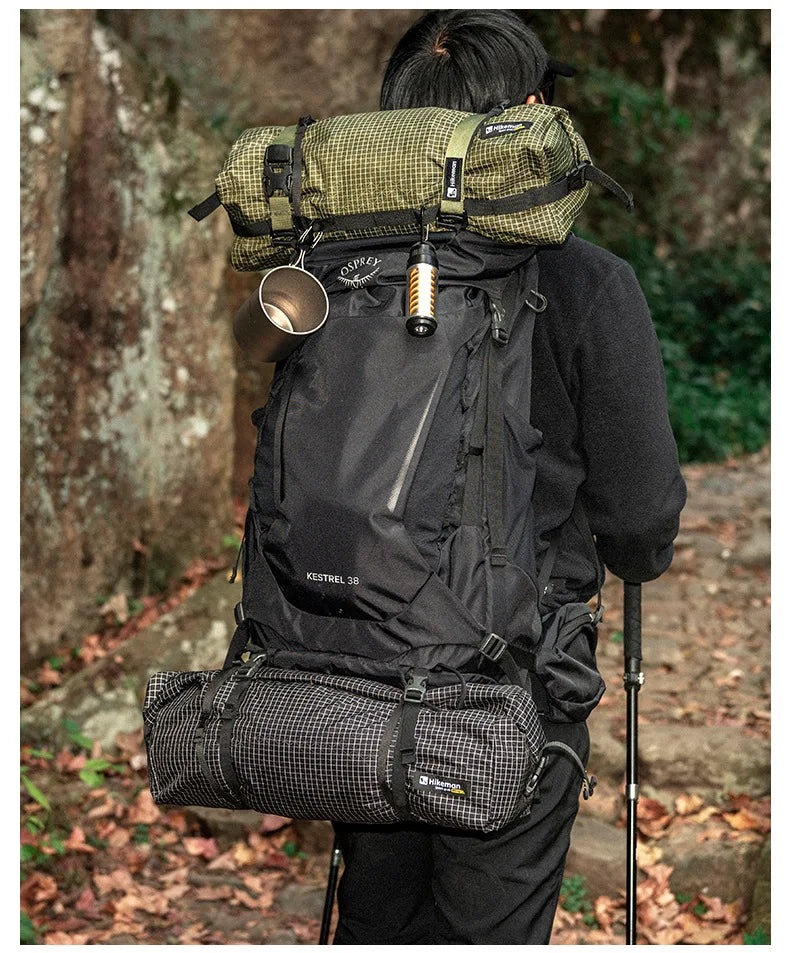 Mochila Ultraleve de Dyneema com Tampa Superior, Bolsa Expansível Impermeável e Multifuncional para Armazenamento Externo em Caminhadas e Montanhismo