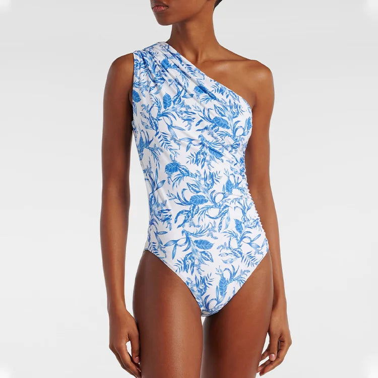 Maiô Floral Azul Elegante de Uma Peça — Estilo e Conforto para Mulheres