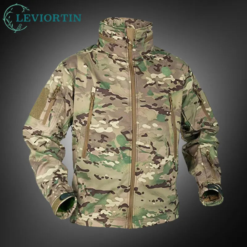 Outono inverno jaqueta de lã para homens casca macia tático impermeável casaco camuflado do exército airsoft roupas multicamadas blusões