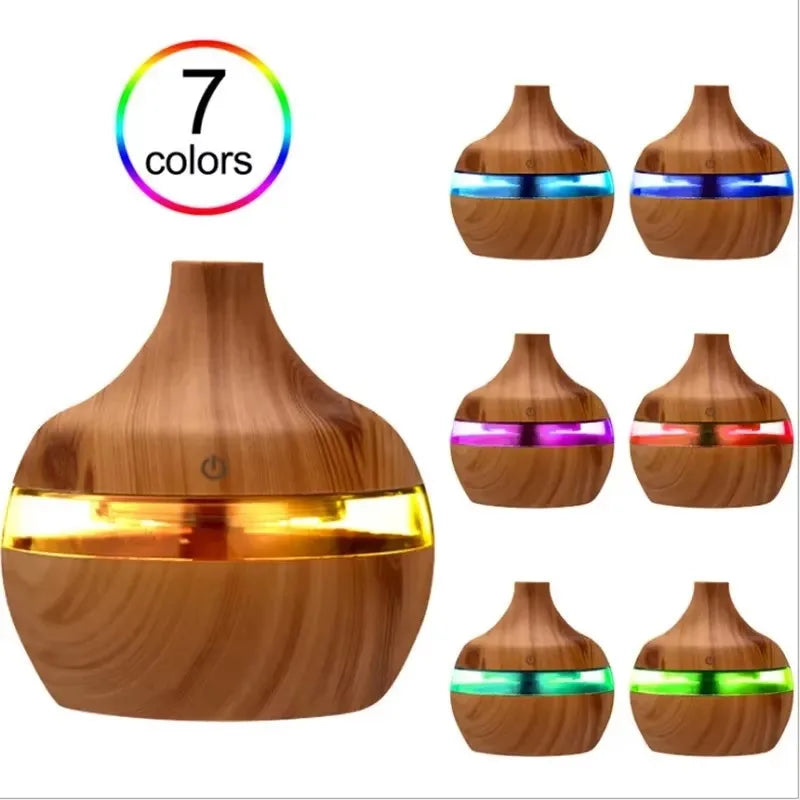 Difusor de Aromaterapia Ultrassonico com Controle Remoto — Umidificador e Luz LED 7 Cores