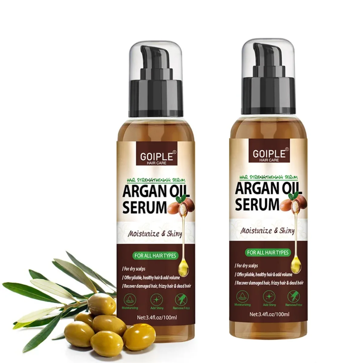 Sérum Capilar de Óleo de Argan Marroquino — Hidratante, Anti-Frizz e Reparador para Cabelos Danificados