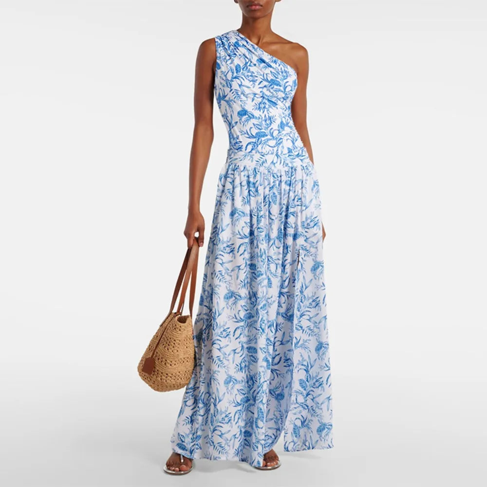 Maiô Floral Azul Elegante de Uma Peça — Estilo e Conforto para Mulheres