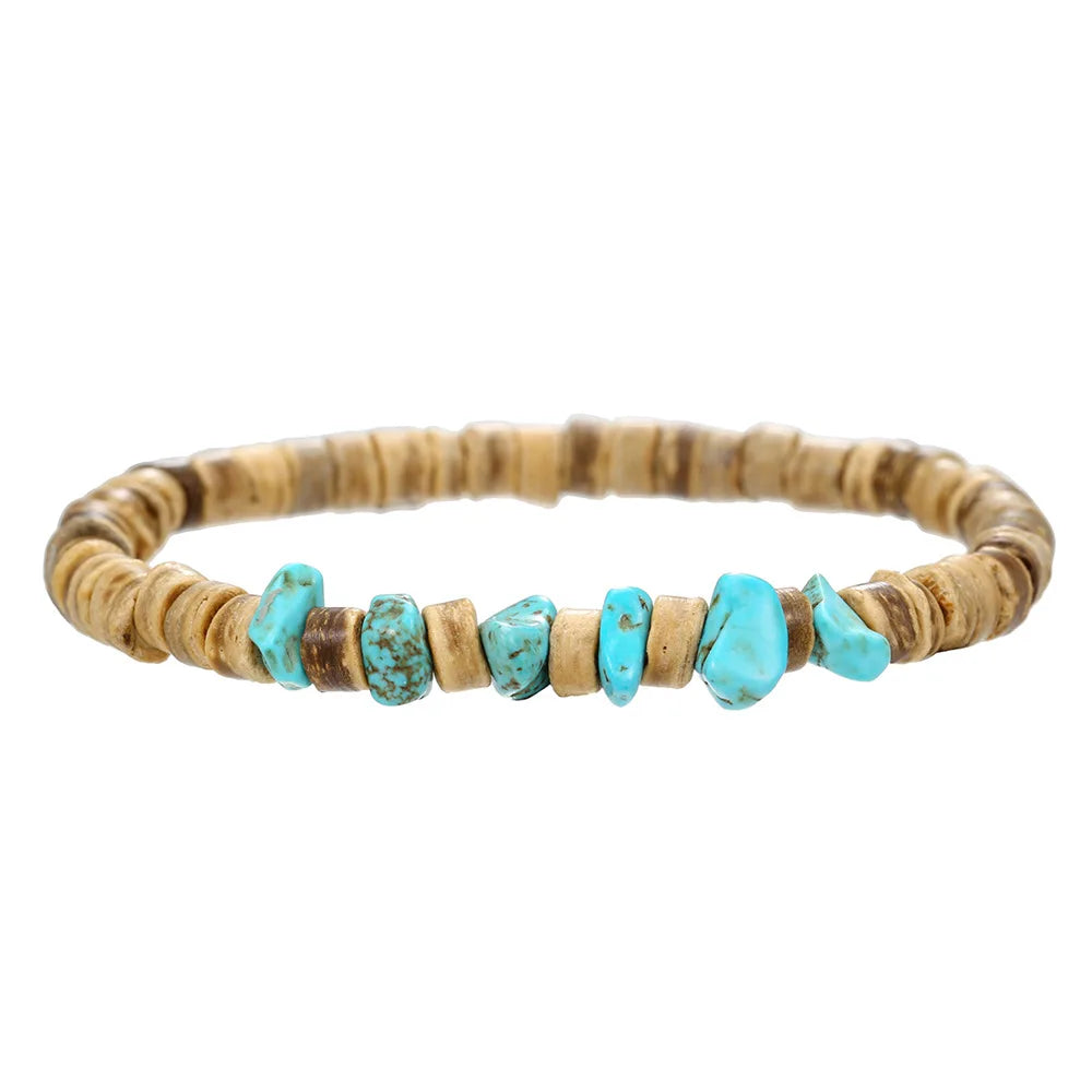 Bohemia casca de coco madeira grânulo pulseira retro irregular pedra natural jóias masculinas acessórios de moda presentes femininos