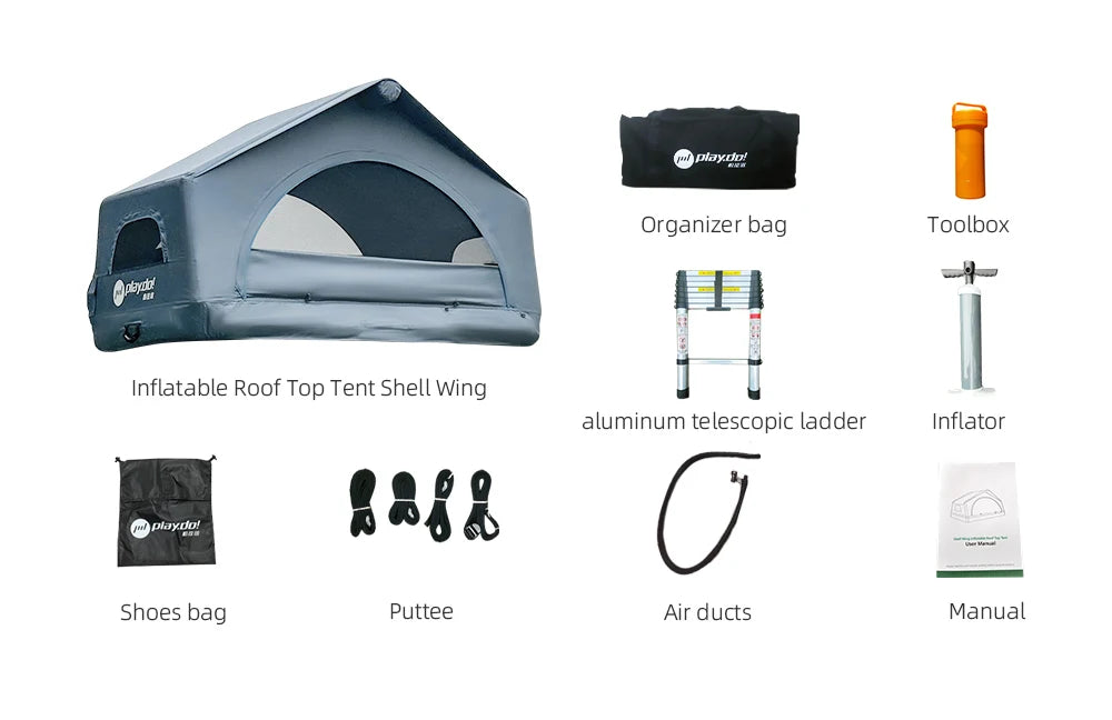 Tenda de Glamping Portátil para Camping ao Ar Livre, Tenda Inflável para Teto de Carro SUV 4x4