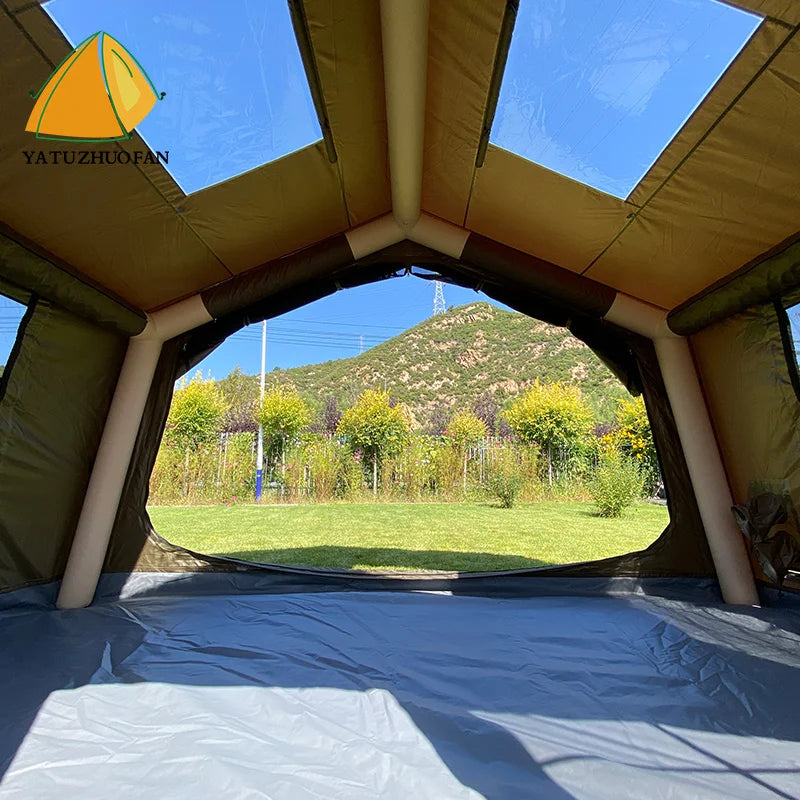 Tendas Infláveis para Camping, à Prova d'Água e à Prova de Vento, Montagem Fácil, para 4 Estações, Cabana de Algodão