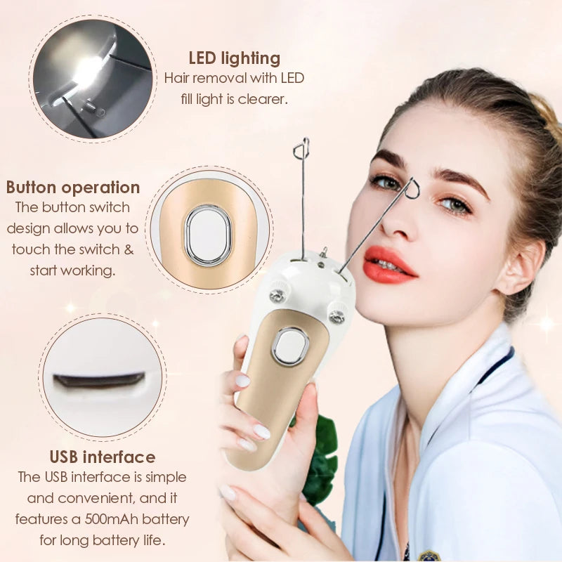 Epilador Elétrico de Fio Indolor Kemoko — Removedor de Pelos Facial e Corporal Recarregável