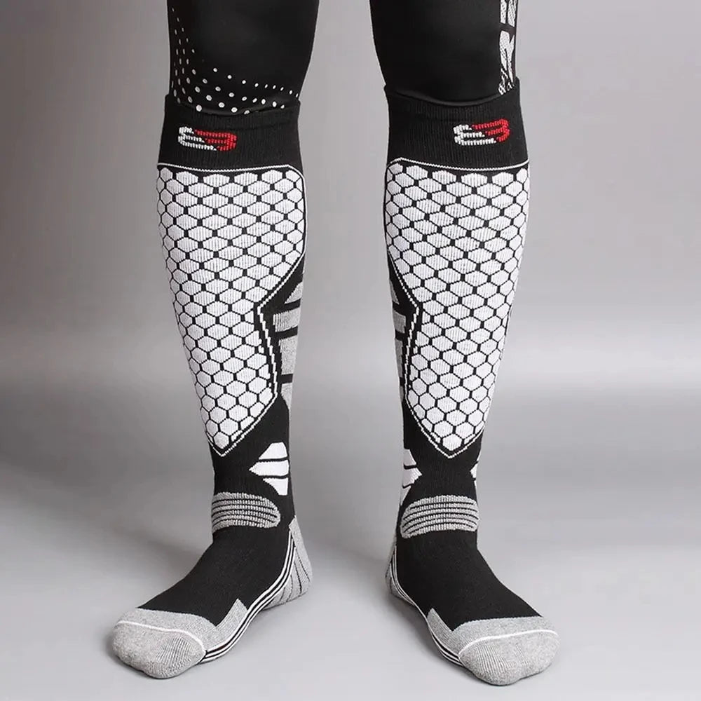 Meia Ski Merino Wool Joelho Alto Quentinha — Térmica, Grossa e Perfeita para Snowboard e Trilhas de Inverno
