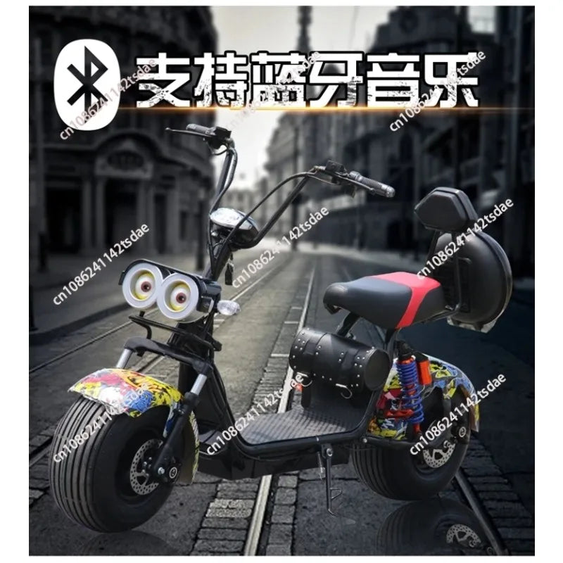 Novo Scooter Elétrico Off-Road para Adultos com Duas Rodas, Moto Elétrica com Pneus Largos e Bateria