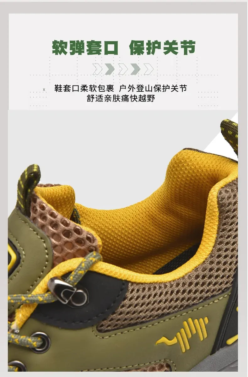 Sapatos de caminhada masculinos malha respirável esportes único sapatos verão ao ar livre resistente ao desgaste caminhadas e caça sapatos esportivos táticos