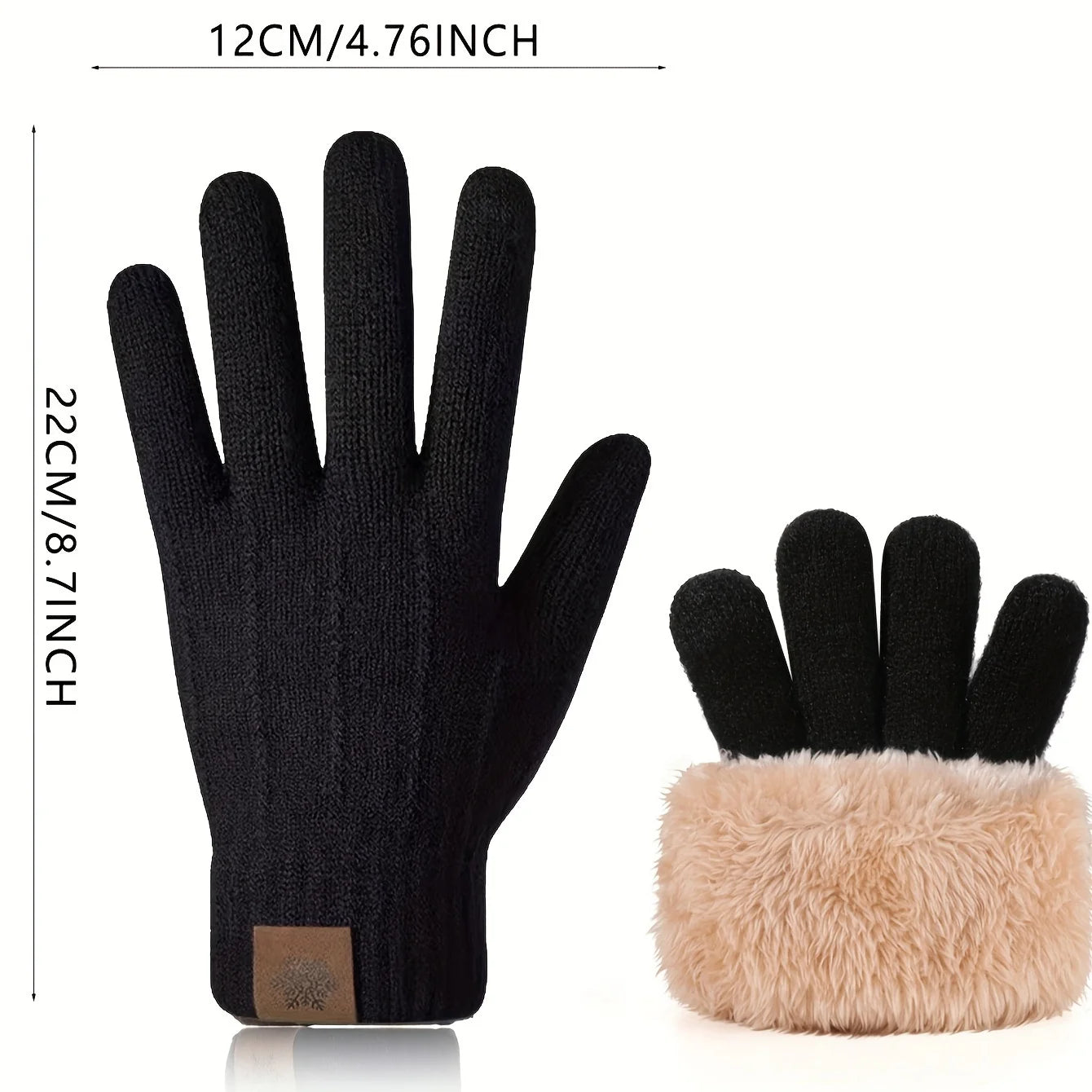 Luvas quentes de inverno para homens e mulheres, tela sensível ao toque, camada dupla, veludo, espesso, à prova de vento e frio, luvas de malha para ciclismo