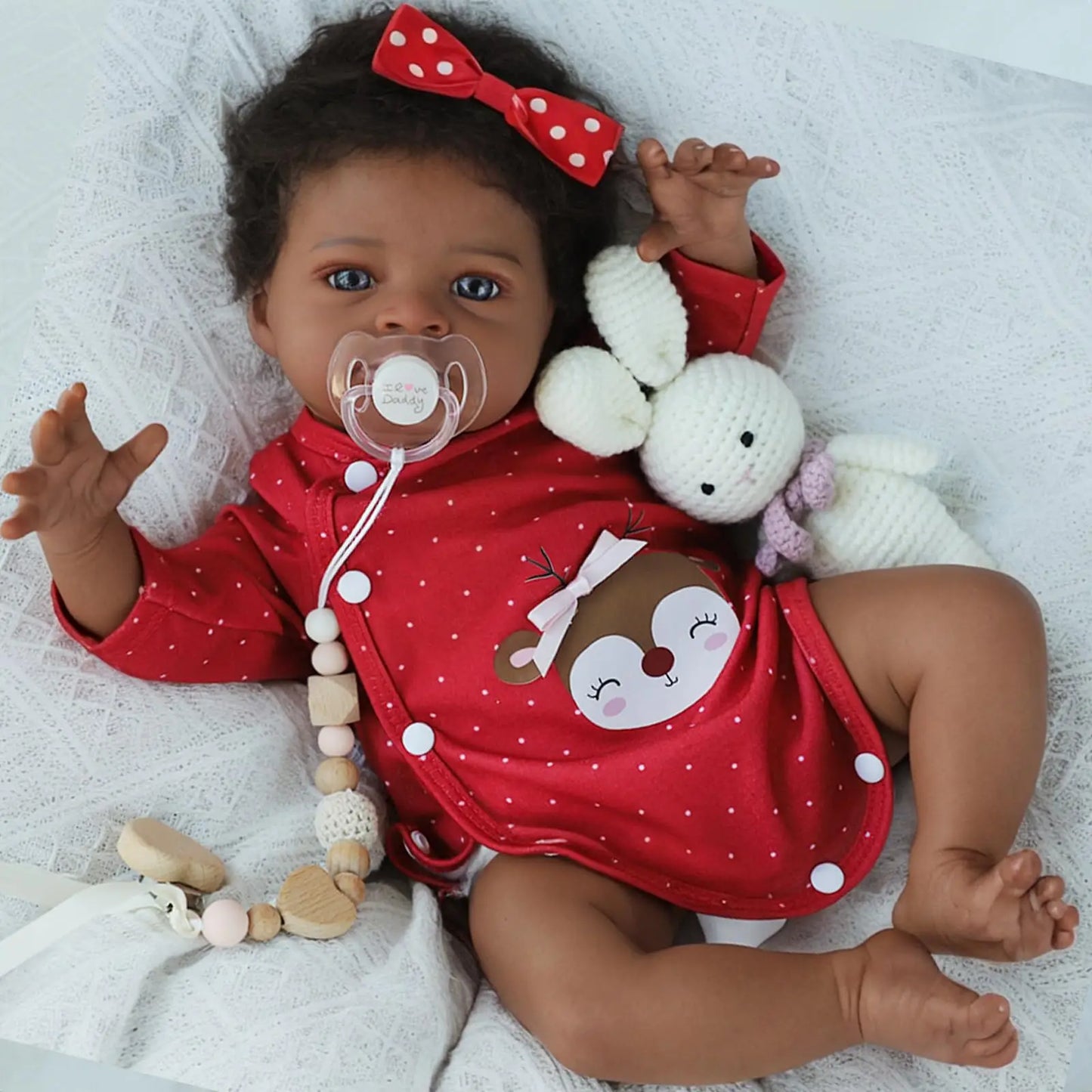 Boneca Reborn Afro-Americana Belíssima de 50cm — Pele Realista 3D, Cabelo Enraizado à Mão e Kit Completo