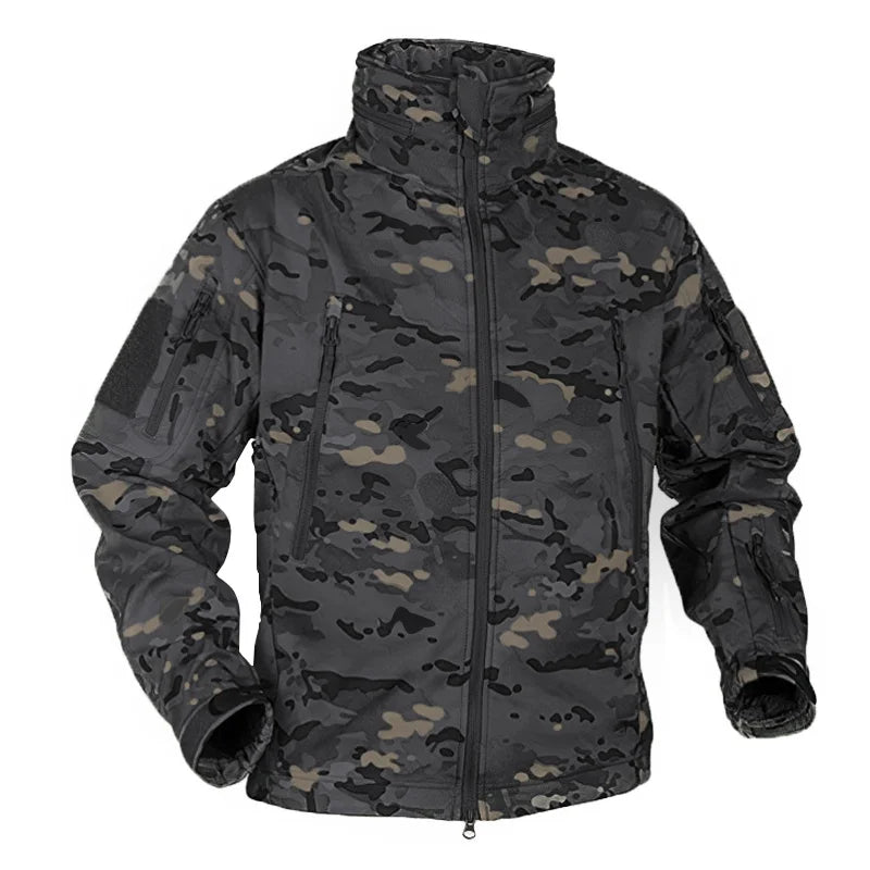 Outono inverno jaqueta de lã para homens casca macia tático impermeável casaco camuflado do exército airsoft roupas multicamadas blusões