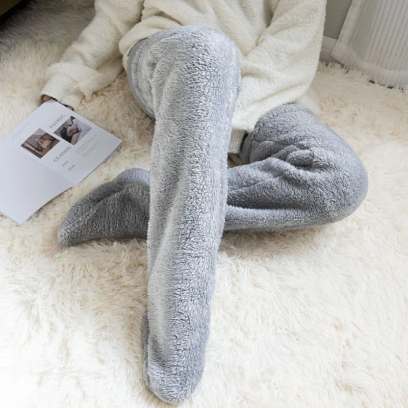 Thermal Winter Socks Women Fleece Lined Over The Knee Cozy Soft Lounge Socks for Home Holiday Gift Ideas