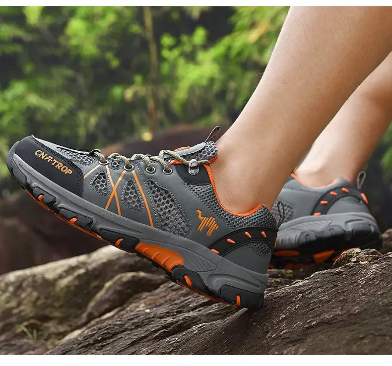 Sapatos de caminhada masculinos malha respirável esportes único sapatos verão ao ar livre resistente ao desgaste caminhadas e caça sapatos esportivos táticos