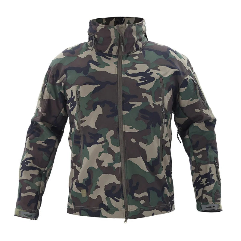 Outono inverno jaqueta de lã para homens casca macia tático impermeável casaco camuflado do exército airsoft roupas multicamadas blusões