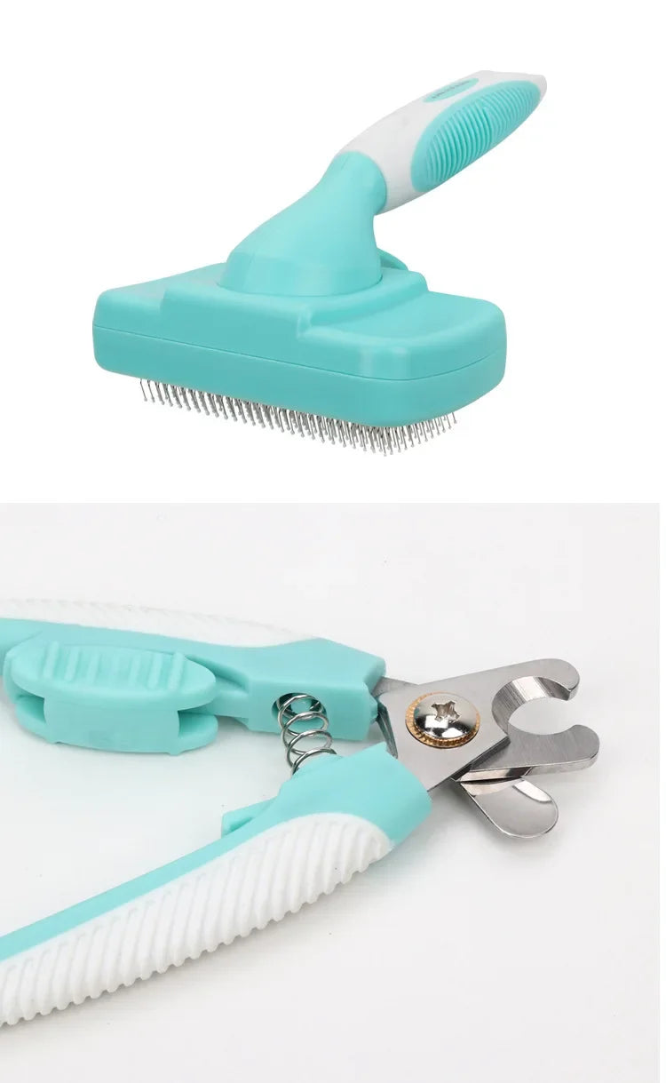 Kit Profissional 6 em 1 para Higiene de Pets — Escovas Autolimpantes para Cães e Gatos com Bolsa Portátil