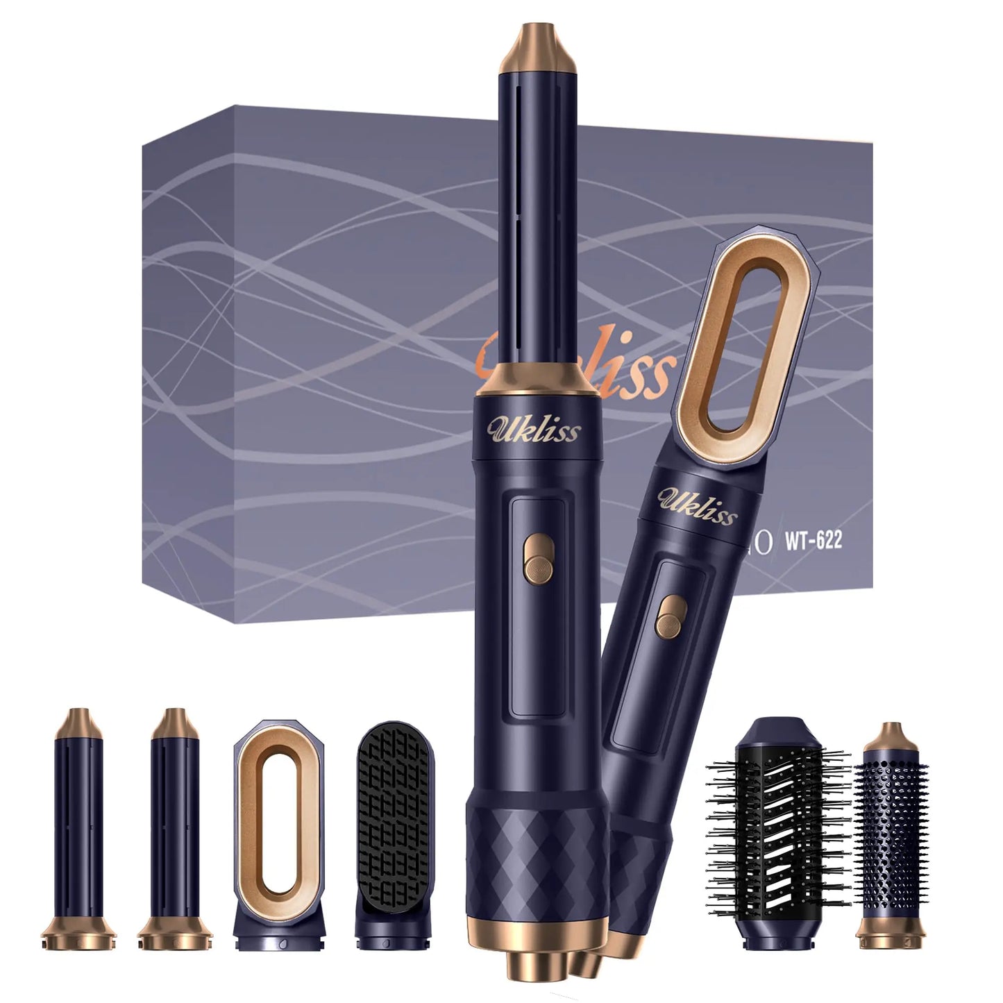 Escova Modeladora Elétrica 6 em 1 — Secador, Babyliss e Pente Aquecido para Estilização Profissional