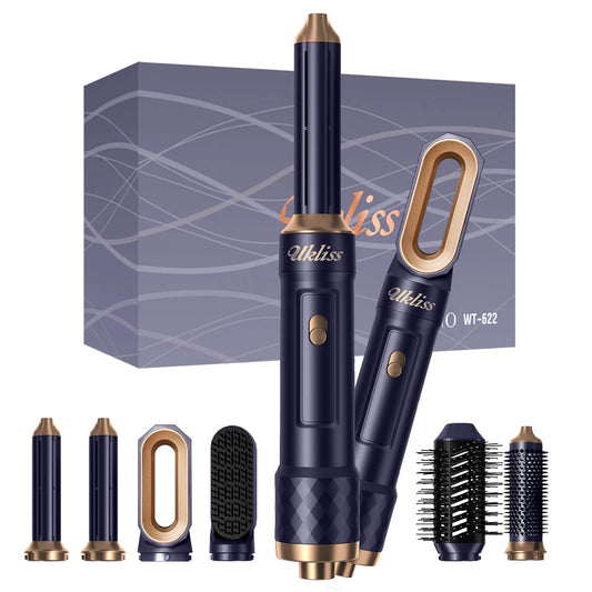 Escova Modeladora Elétrica 6 em 1 — Secador, Babyliss e Pente Aquecido para Estilização Profissional