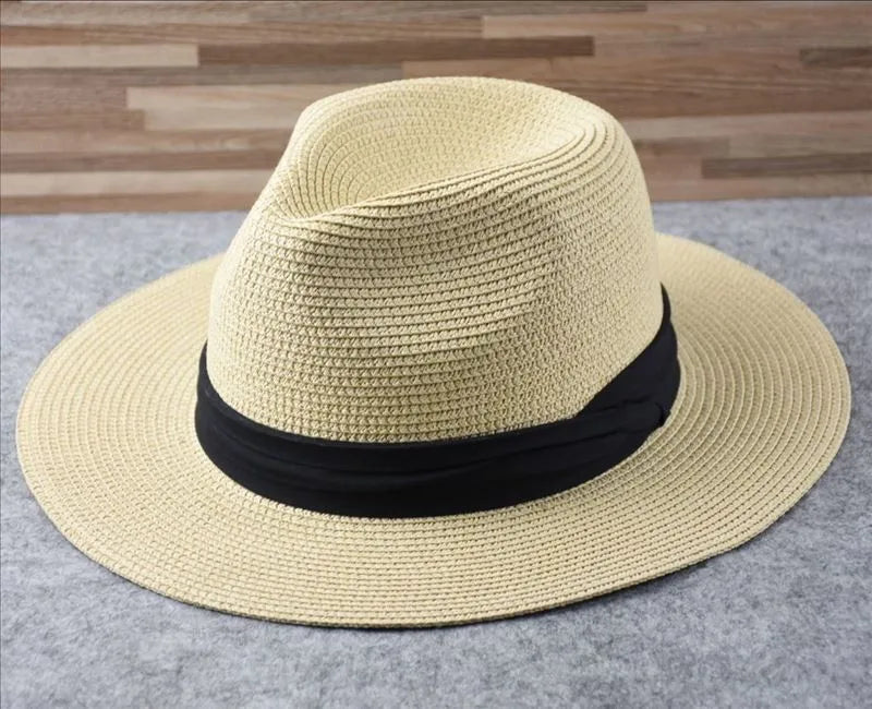 Chapéu Fedora Panamá Premium de Palha 54-62cm Dobrável Unissex Proteção UV para Viagens de Verão
