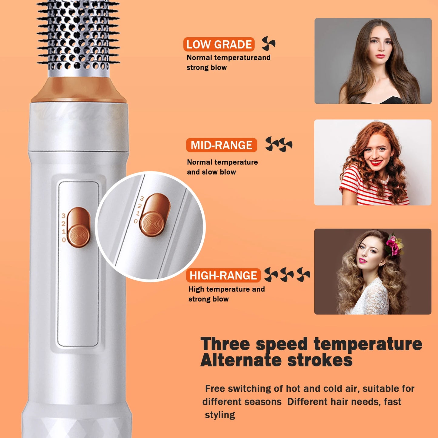 Escova Modeladora Elétrica 6 em 1 — Secador, Babyliss e Pente Aquecido para Estilização Profissional